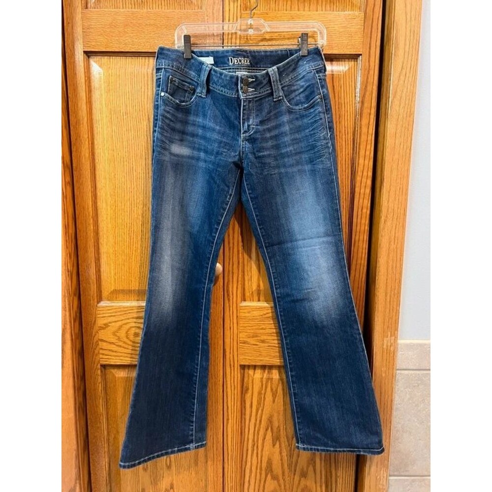 Decree Women’s Size 11 Stretch Bootcut Jeans Dark Wash Y2K Flap Pocket Denim